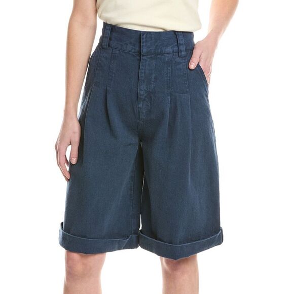 HUDSON Jeans Pants - Hudson Jeans Womens  Brooks Linen-Blend Moonlit Ocean Bermuda Short, Blue